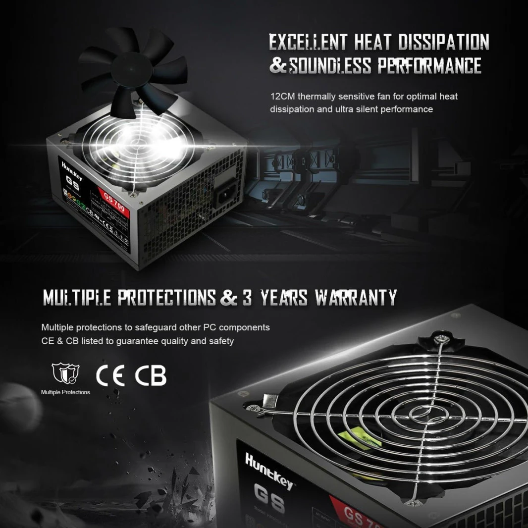 Huntkey GS-700 Power Supply 700W +12V Single-Rail - Black