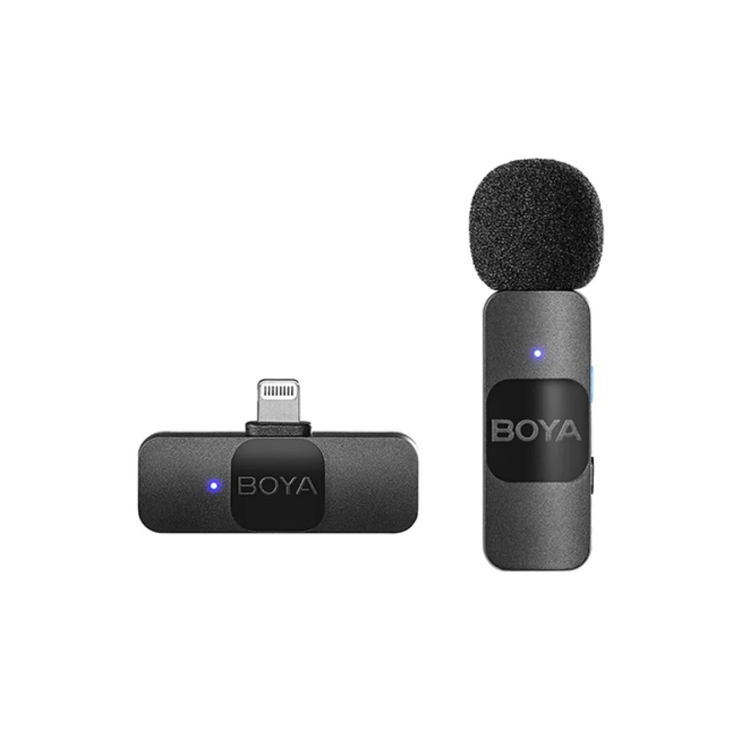 نظام ميكروفون لاسلكي BOYA Ultracompact 2.4GHz لجهاز iPhone (ميكروفون واحد) - أسود