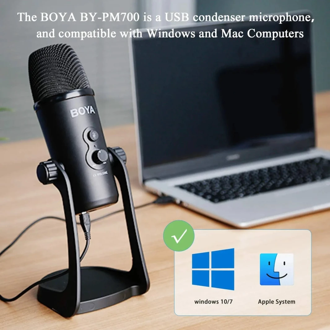 ميكروفون مكثف USB من BOYA - أسود