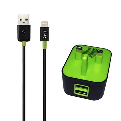 شاحن GOUI WALL.I 2USB مع كابل 1 متر - أسود
