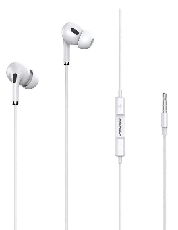 RockRose 3.5mm In Ear Earphones Clear Sound & Comfort - White