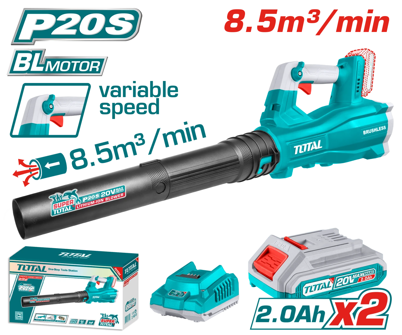 Total Cordless Garden Blower Vacuum – No Battery & Charger (TABLI2003)