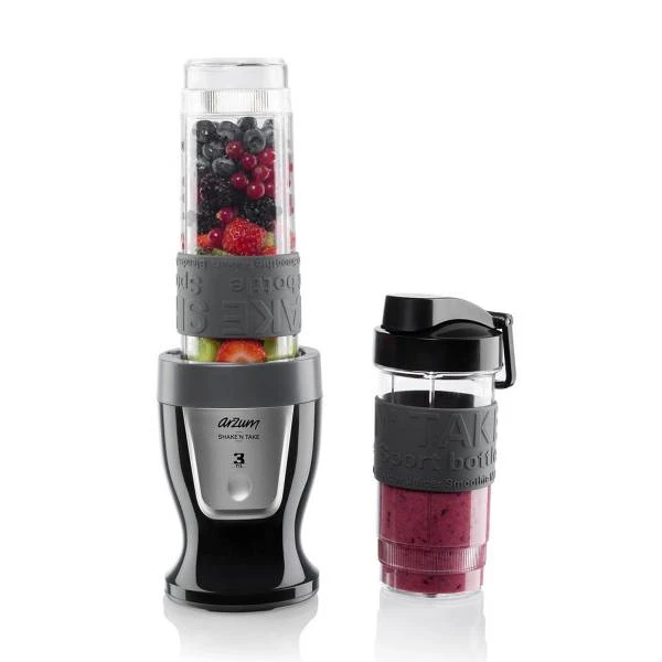 Shake'N Take خلاط شخصي من أرزوم بقوة 300 واط، بطارية ليثيوم أيون، زجاجتان