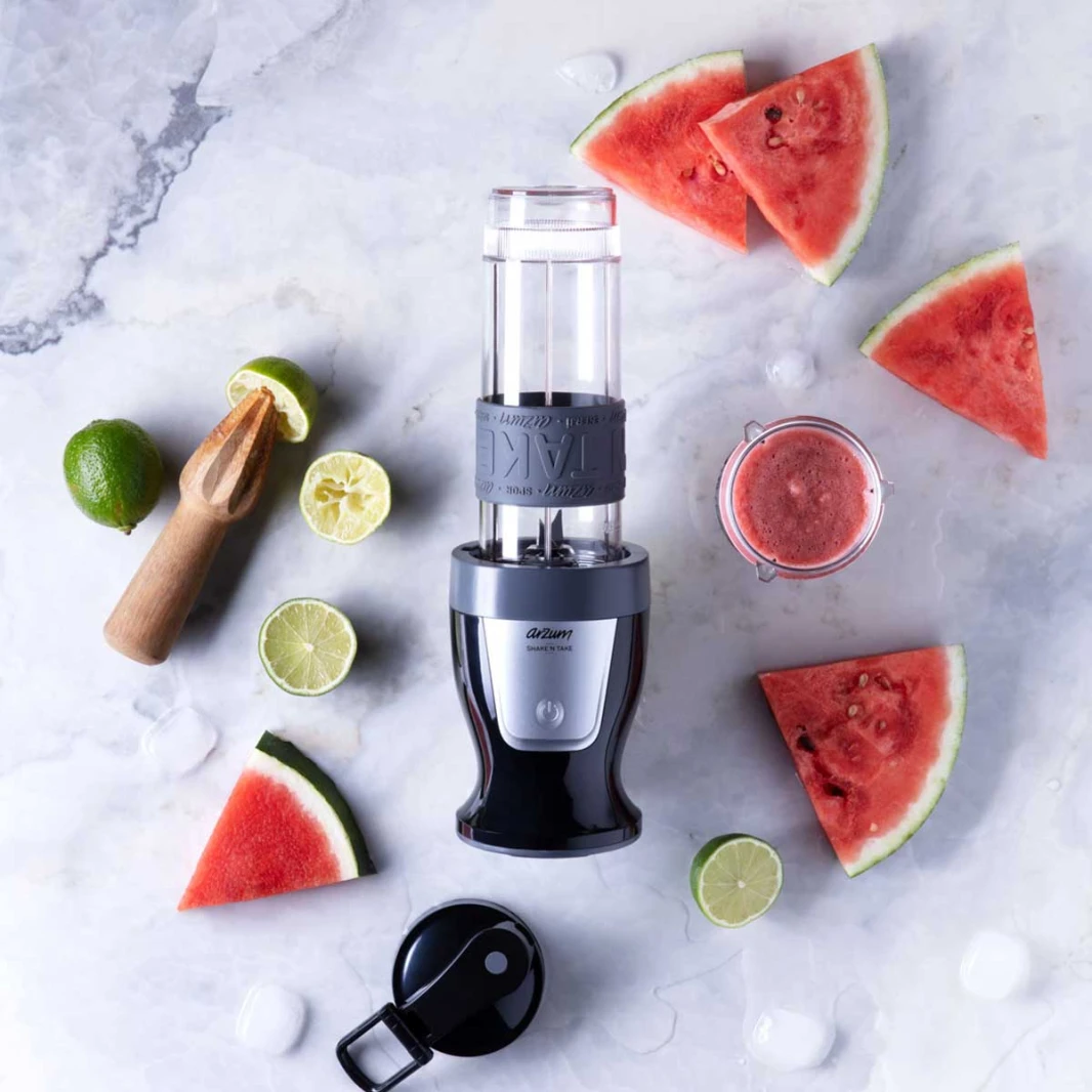Shake'N Take خلاط شخصي من أرزوم بقوة 300 واط، بطارية ليثيوم أيون، زجاجتان