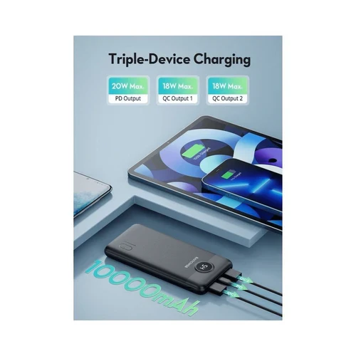RAVPOWER 10000mAh 20W 3-Port Power Bank
