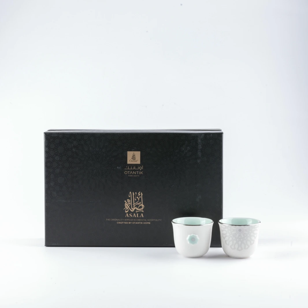 طقم قهوة عربية 12 قطعة من عسلة - Teal  Silver
