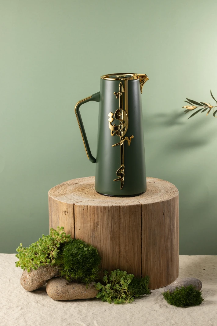 One Vacuum Flask For Tea And Coffee From Liqaa - Olive + Gold