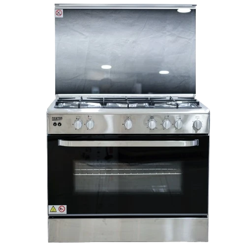 Gas Cooker 90cm with 2Fans 130Liters Cast Iron - Stainless Steel