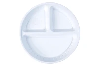 Plastic Plates Round White 18CM - 3 Partition