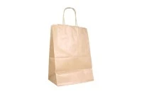 Square Bottom Plain Brown Paper Bag With Handle 90gsm Medium (L28W21B12cm)