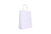 Square Bottom Plain White Paper Bag With Handle 80gsm Small (L26W19B8cm)