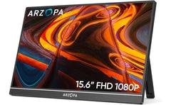 ARZOPA شاشة محمولة 15.6 إنش IPS FHD 1080p فائقة النحافة مع حامل مدمج واتصال USB-C وHDMI متوافقة مع PC وMac وXbox وPS5.
