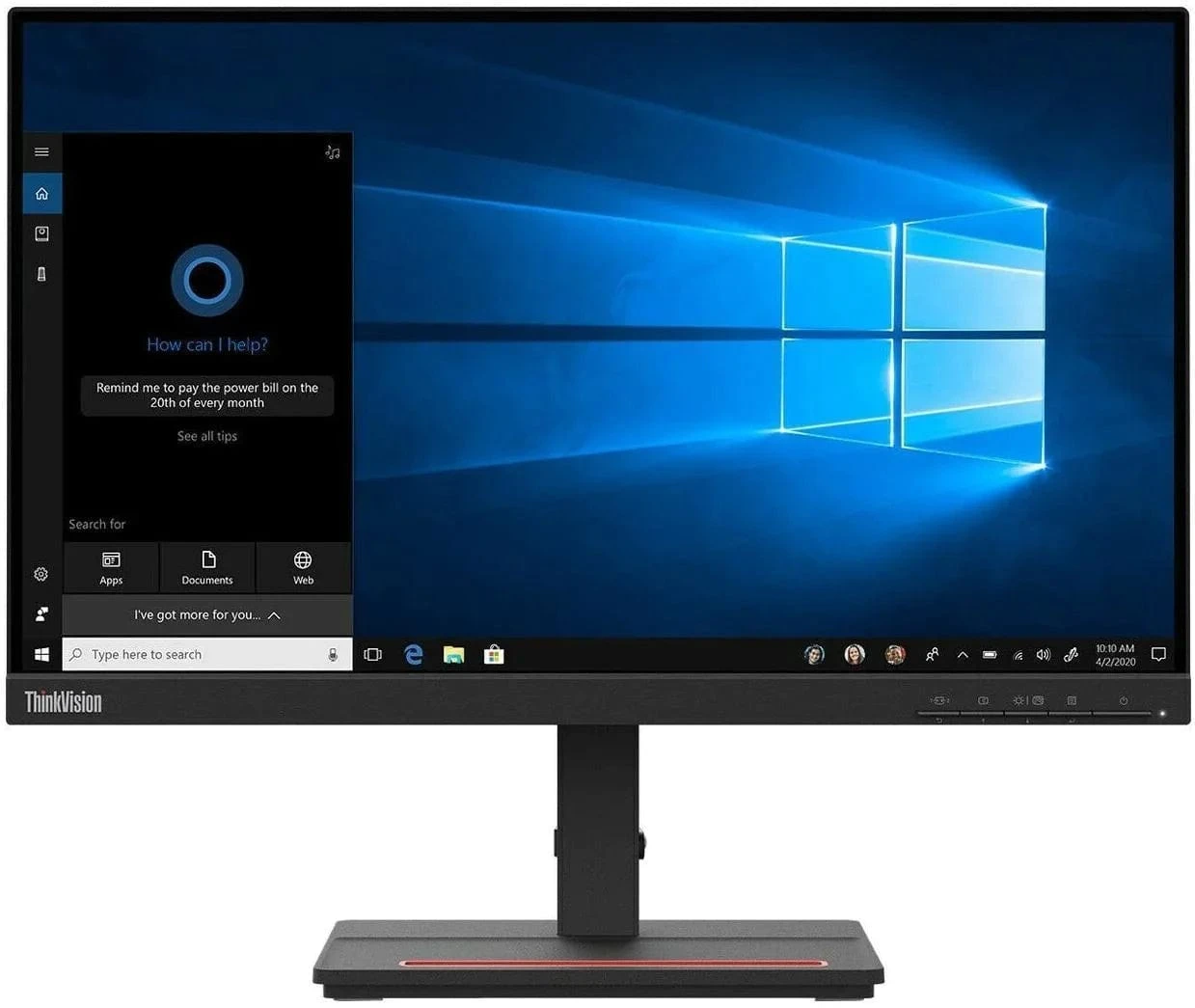 شاشة Lenovo ThinkVision S24e-20 بقياس 23.8 إنش، بدقة FHD.