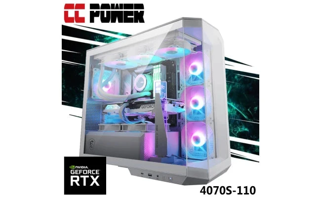 عالج AMD Ryzen 9 7900X3D الجيل السابع بعدد 12 نواة، مع كرت شاشة Nvidia RTX 4070 SUPER سعة 12 جيجابايت وتبريد مائي (Liquid Cooler)