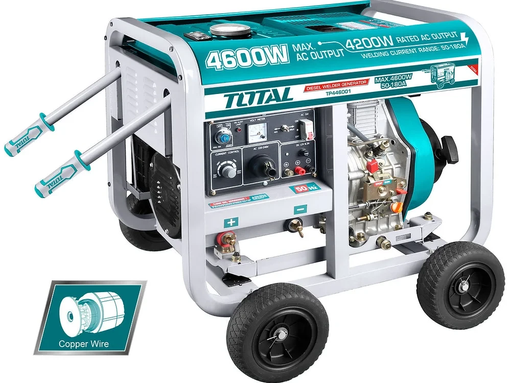 A welding machine operates on a 4600 watt -Total electricity generator