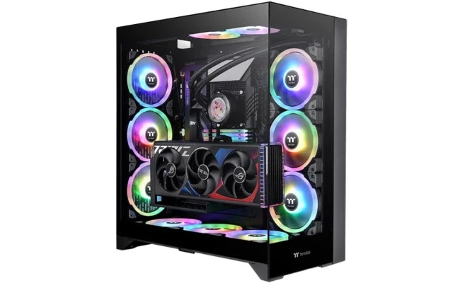 كيس Thermaltake CTE E600 MX E-ATX بتصميم كفاءة حرارية مركزية (Centralized Thermal Efficiency Design) مع حامل كرت شاشة ثلاثي الاتجاهات (3Way Floating GPU Mounting Bracket) وكابل Riser PCIe 4 بطول 400 م