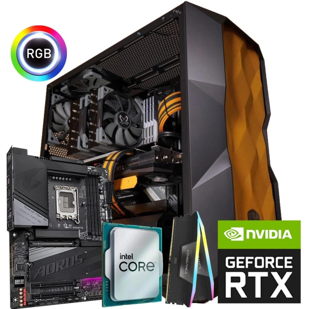 تجميعة PC باللون الأبيض أو الأسود - معالج إنتل Core i7-13700F وكرت شاشة RTX 4080 سعة 16 جيجابايت وذاكرة RAM 32 جيجابايت DDR5