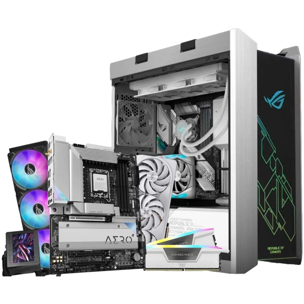 تجميعة مميزة بالأبيض والأسود - معالج إنتل Core i7-14700K وكرت شاشة RTX 4080 سعة 16 جيجابايت وذاكرة RAM 32 جيجابايت DDR5