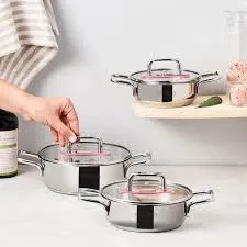 طقم أواني طهي كاراجا آريا من 6 قطع من الفولاذ المتوسط الحثّي