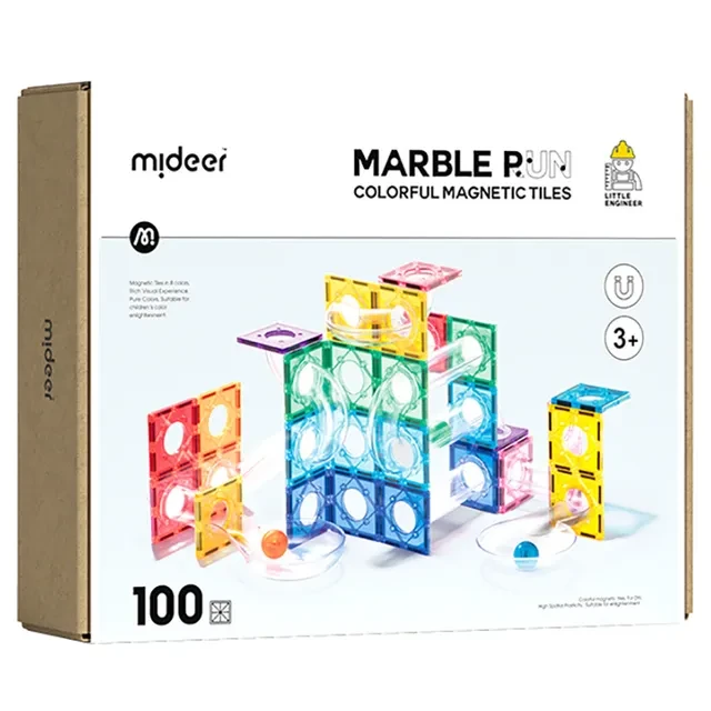 Mideer - Colorful Magnetic Tiles - Marble Run 100Pcs - Age +3