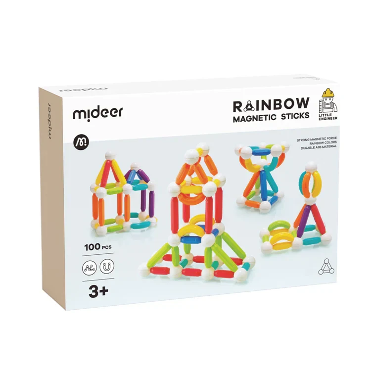 Mideer - Rainbow Magnetic Sticks - 100 pcs - Age 3+