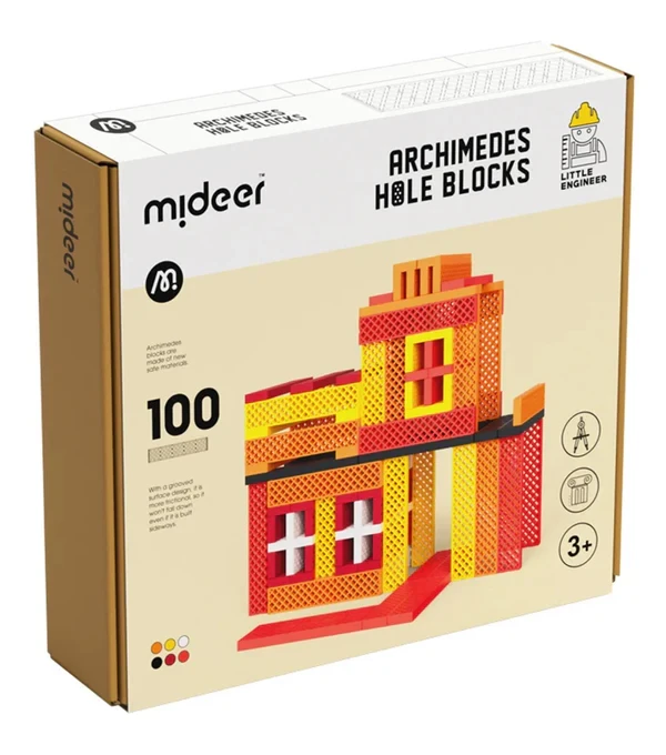 Mideer - Archimedes Diamonds Hole Blocks - Warm color - 100 pieces - Age +3