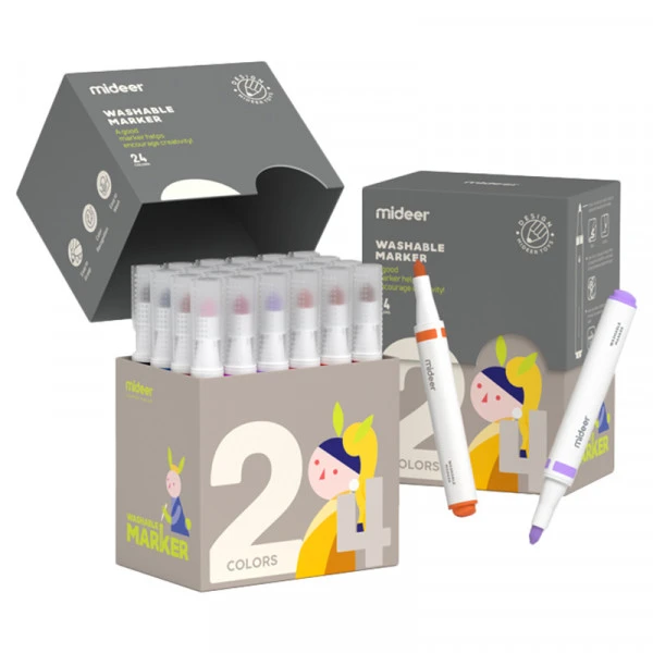 Mideer - Washable Marker Small tip - 24 colors - Age 3+