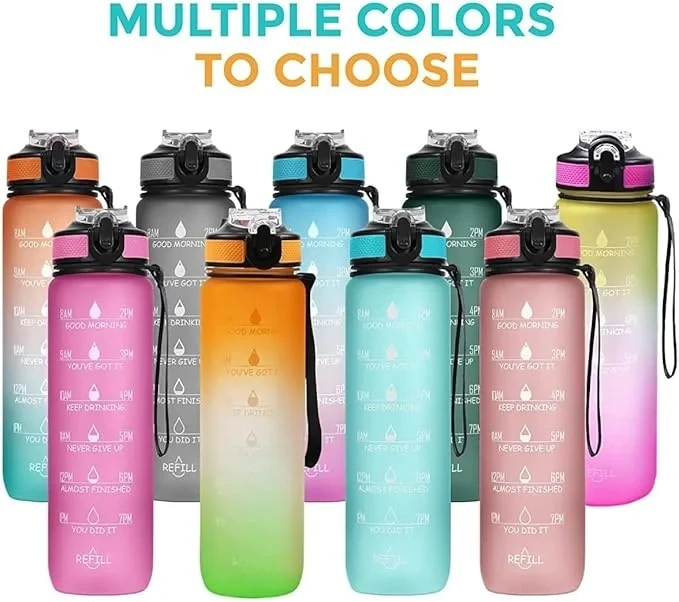 900ml Colorful Sports Water Bottle with Time Marker