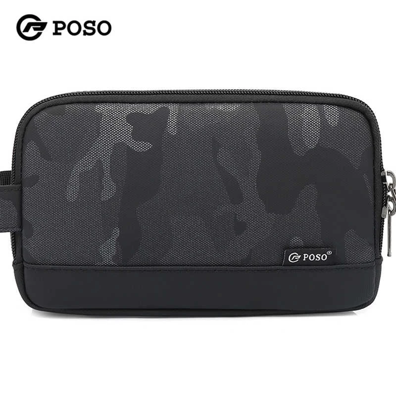 POSO العلامة التجارية الصديقة للبيئة حقيبة تخزين السفر Hangbag Splashproof Oxford Men Multifunctional Wallet