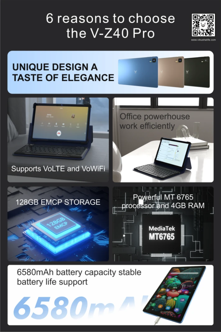 VIKUSHA Tablet V-Z40 Pro + Watch Free + Pen Free