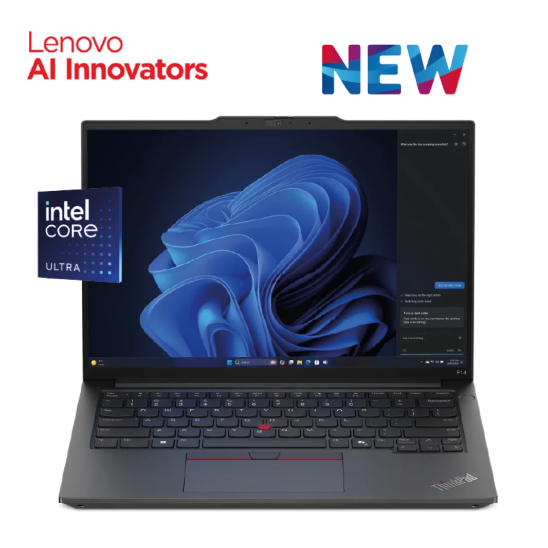 كمبيوتر محمول 2024 ThinkPad E14 Gen 6  Intel Core TM Ultra 5 125U 12 Core ، Intel AI Boost ، حتى 11 TOPS ، 16GB DDR5 (حسب الطلب) 14  WUXGA مع توب لودر عارضة 2 سنة الضمان