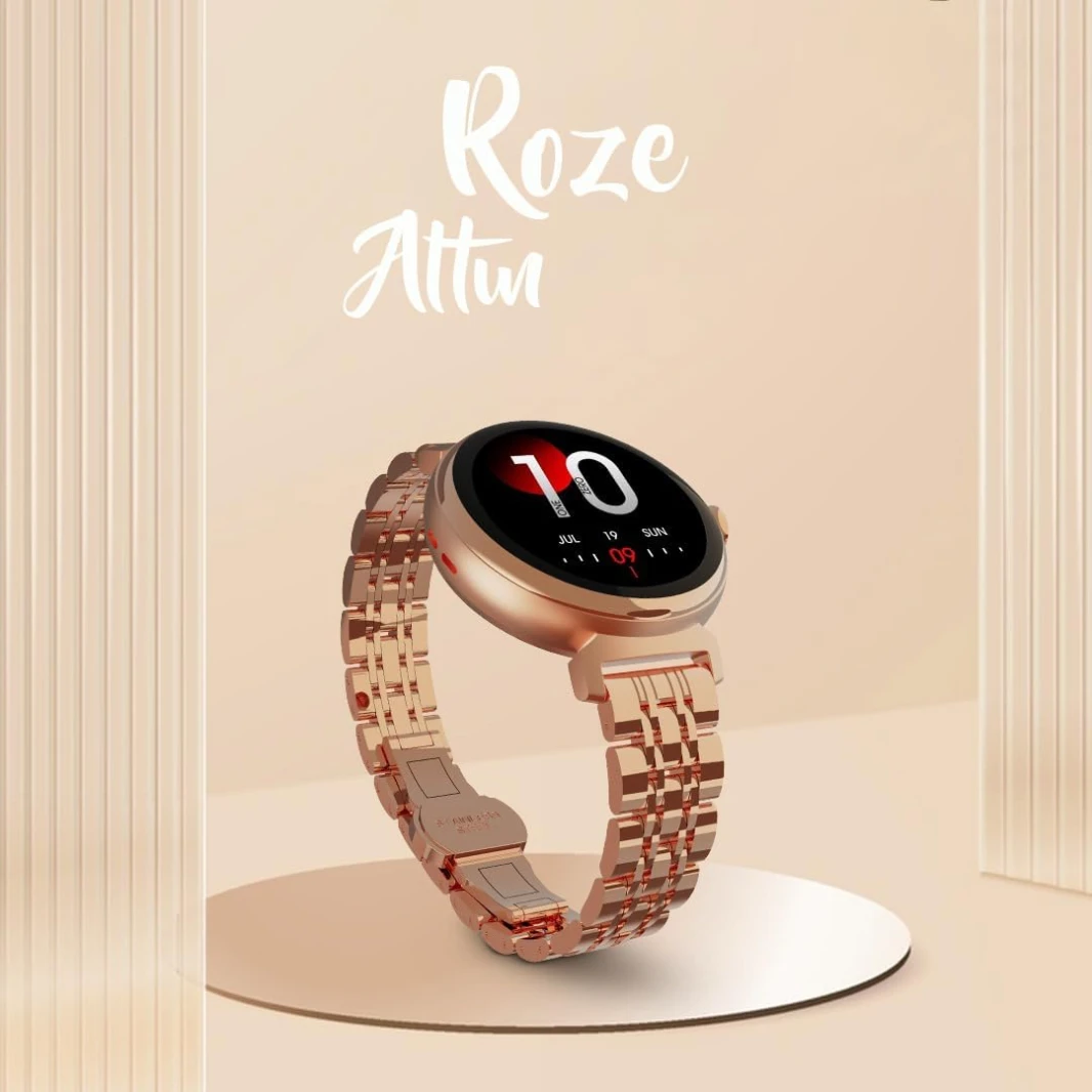 HiFuture AURA Amoled Wireless Calling Bluetooth SmartWatch - Rose Gold