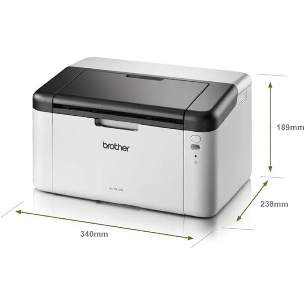 Brother HL-1210W Mono Laser Printer – Single Function, Wireless/USB 2.0, Compact, Up to 20 PPM A4 Printer, Small Office/Home Printer