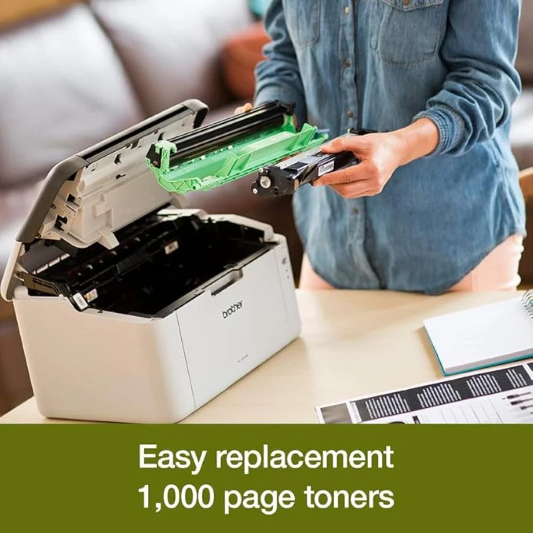 Brother HL-1210W Mono Laser Printer – Single Function, Wireless/USB 2.0, Compact, Up to 20 PPM A4 Printer, Small Office/Home Printer