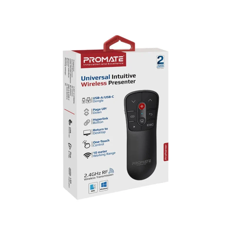 Promate ProPointer Wireless Presenter, Compact 50M Rang