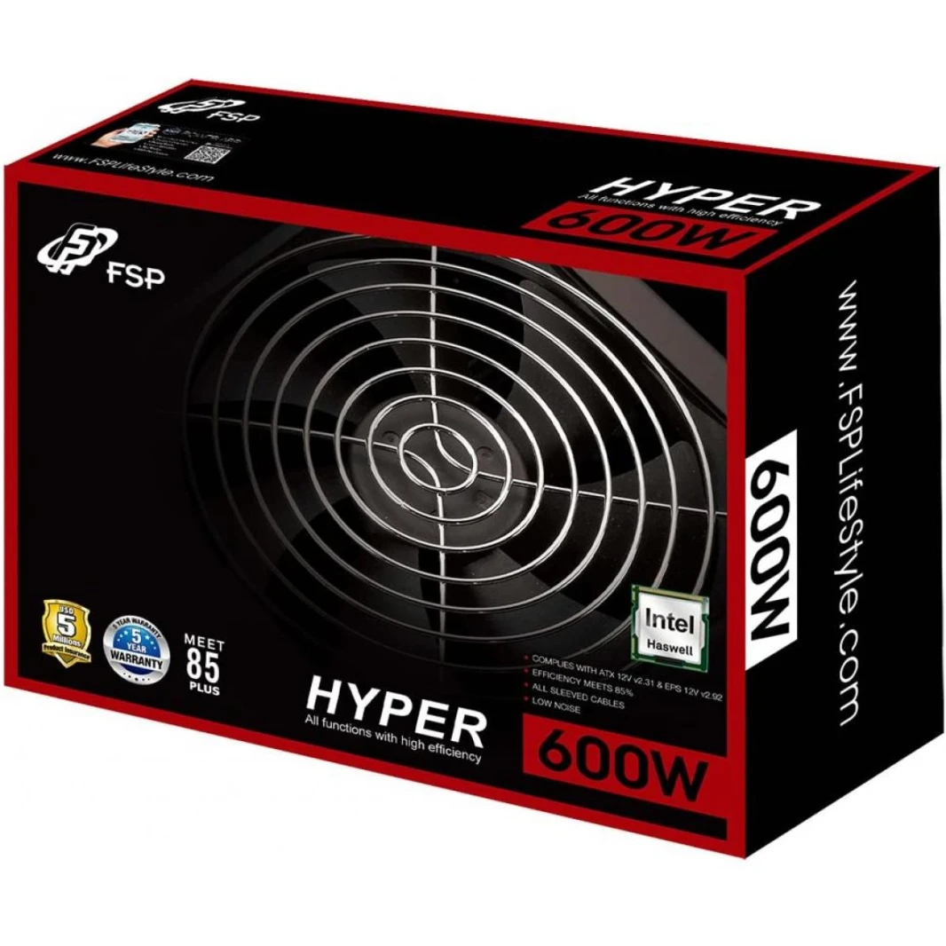 FSP HYBER S HP600S 600W 80  ATX التيار الكهربائي الأسود