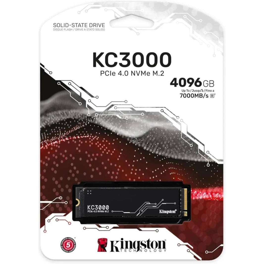 كينغستون KC3000 4TB PCIe 4.0 NVMe M.2 SSD متتابعة القراءة / الكتابة (7000/6000 ميغابايت / ثانية)