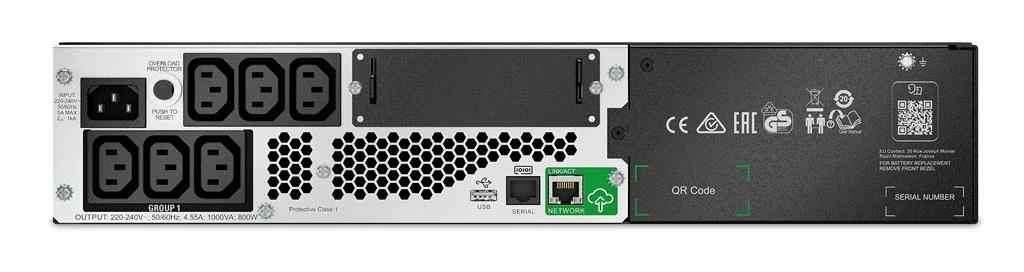 APC Smart-UPS Lithium Ion Short Depth 1000VA 230V مع منفذ (مقابس) خط SmartConnect التفاعلي 800 W 6 AC