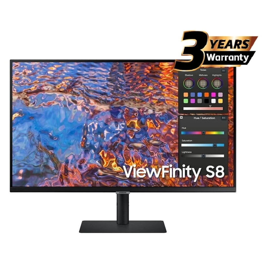 سامسونج S8 27  4K UHD IPS USB TYPE-C شاشة مسطحة ، 60Hz ، 5MS ، 10 بت ، HDR400 ، RJ45 Ethernet ، قابل للتعديل ، LessBezel العرض ث / DCI-P3 98 ٪ برو اللون