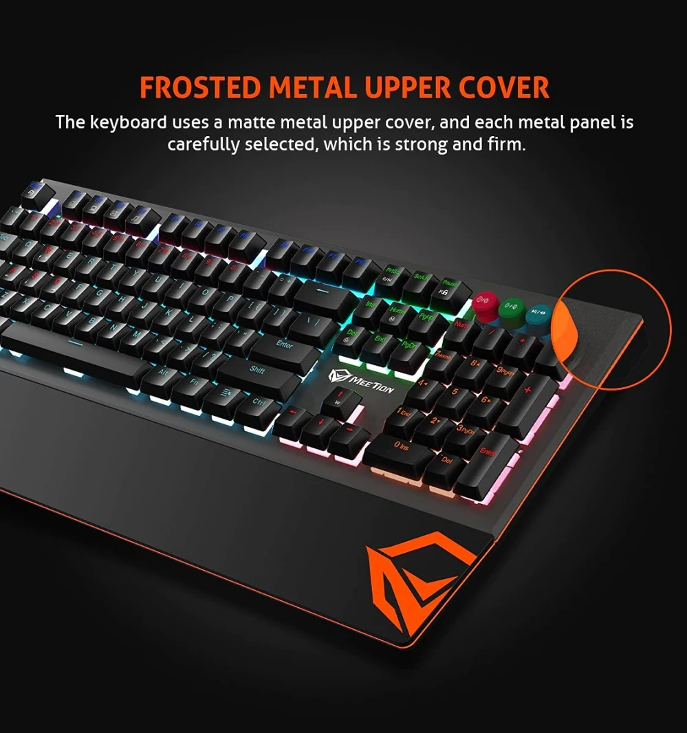 MeeTion Detachable Palmrest RGB Mechanical Gaming Keyboard