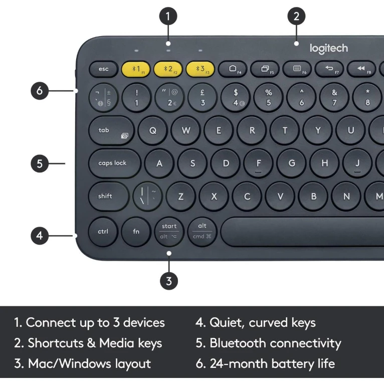 Logitech K380 Wireless Keyboard English Keyboard Dark Grey