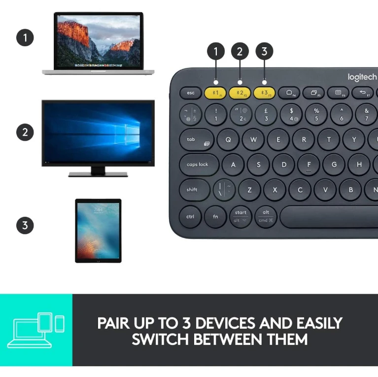Logitech K380 Wireless Keyboard English Keyboard Dark Grey