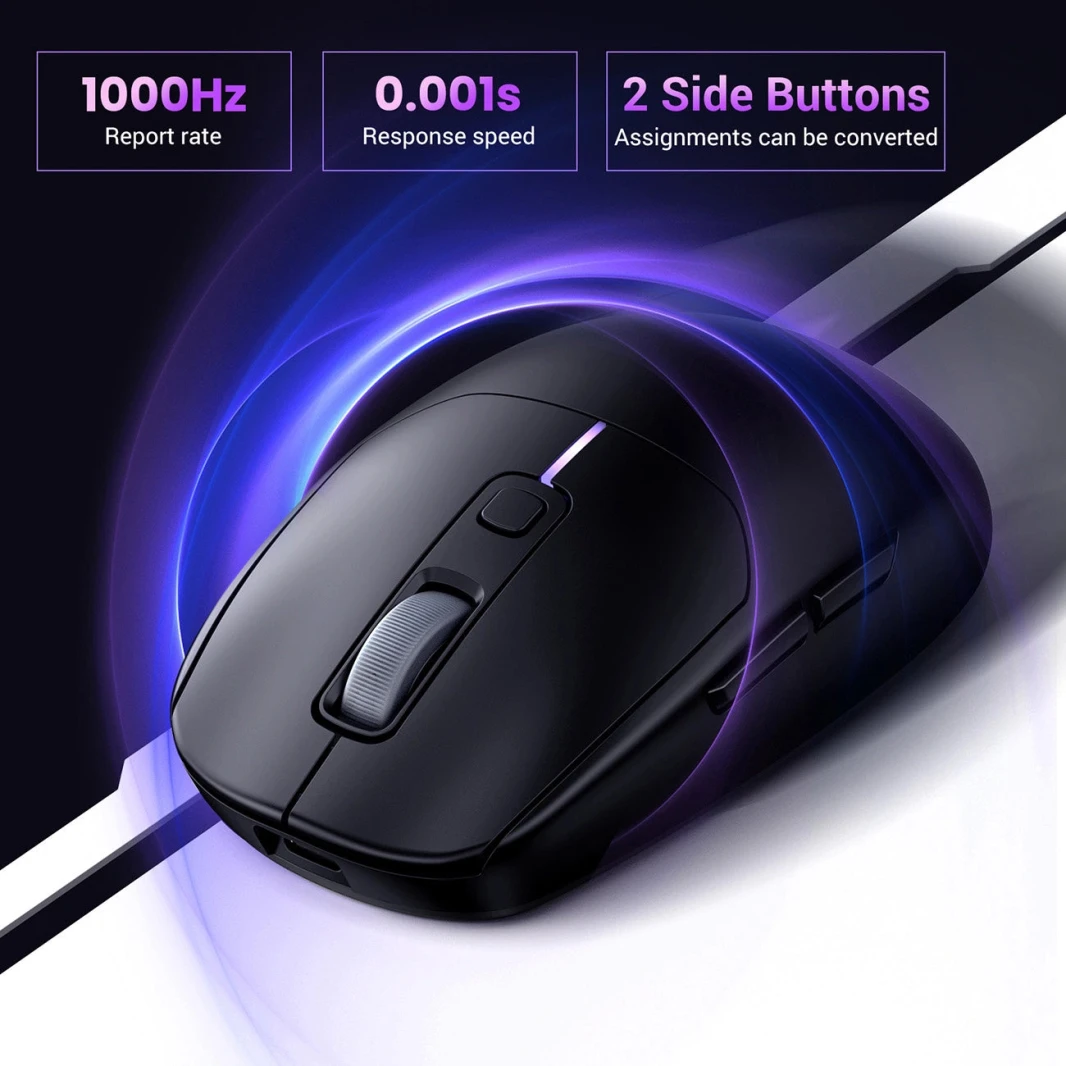 UGREEN MU103 90539 Gaming Wireless + Bluetooth Mouse -Black