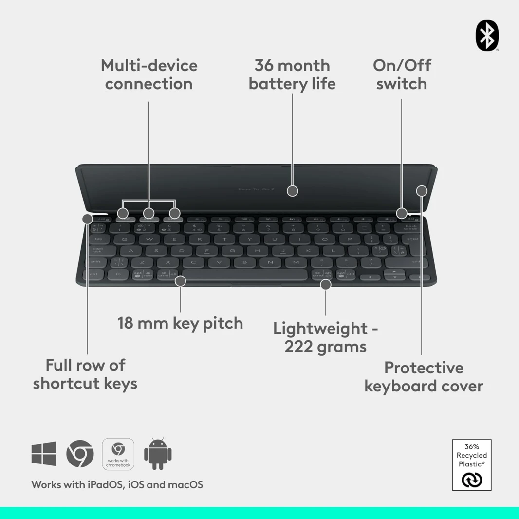 Logitech Keys To Go 2 Tablet Keyboard - Graphite