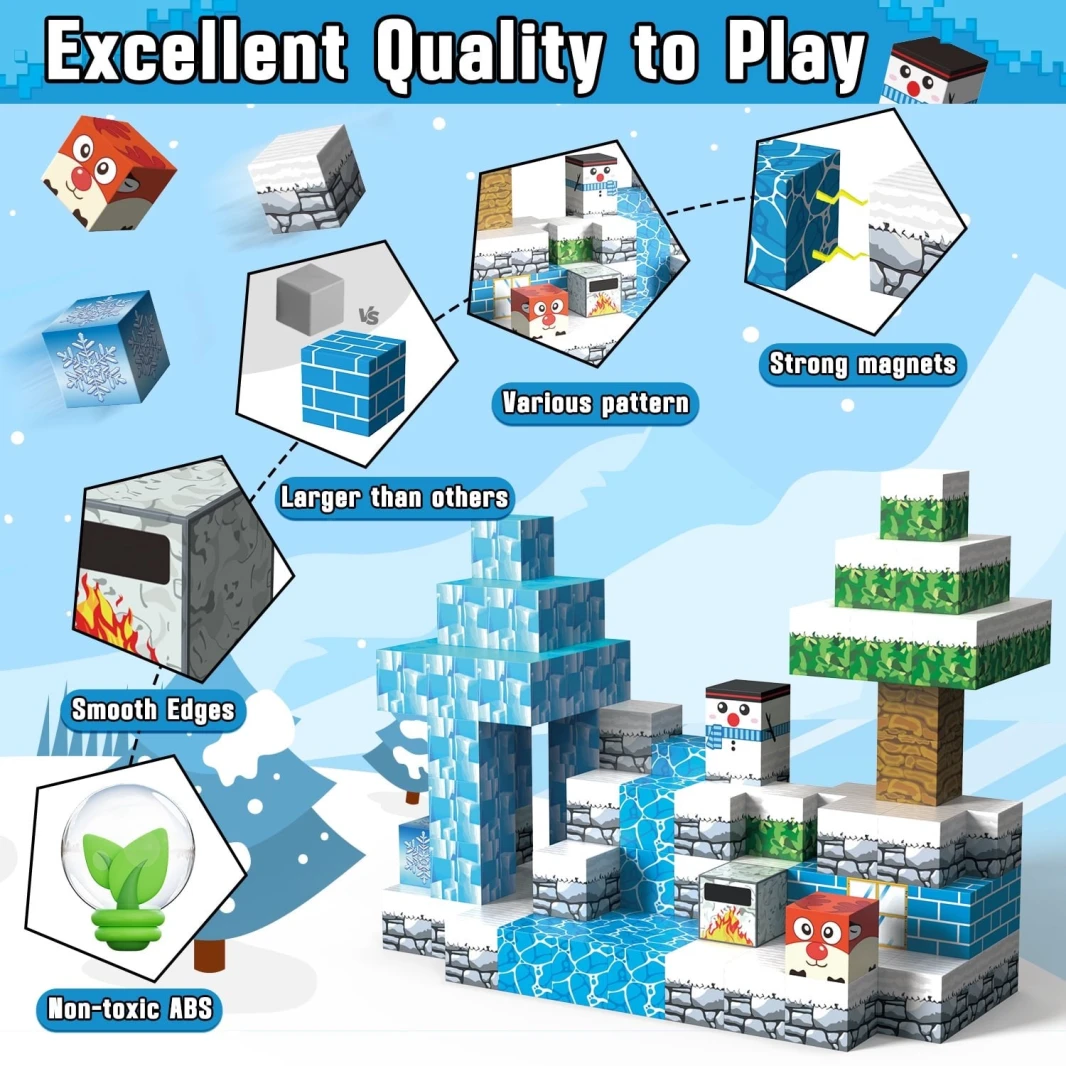 Didi Buildies Magnetic Cubes 192 Pcs Build Ice & Snow Theme