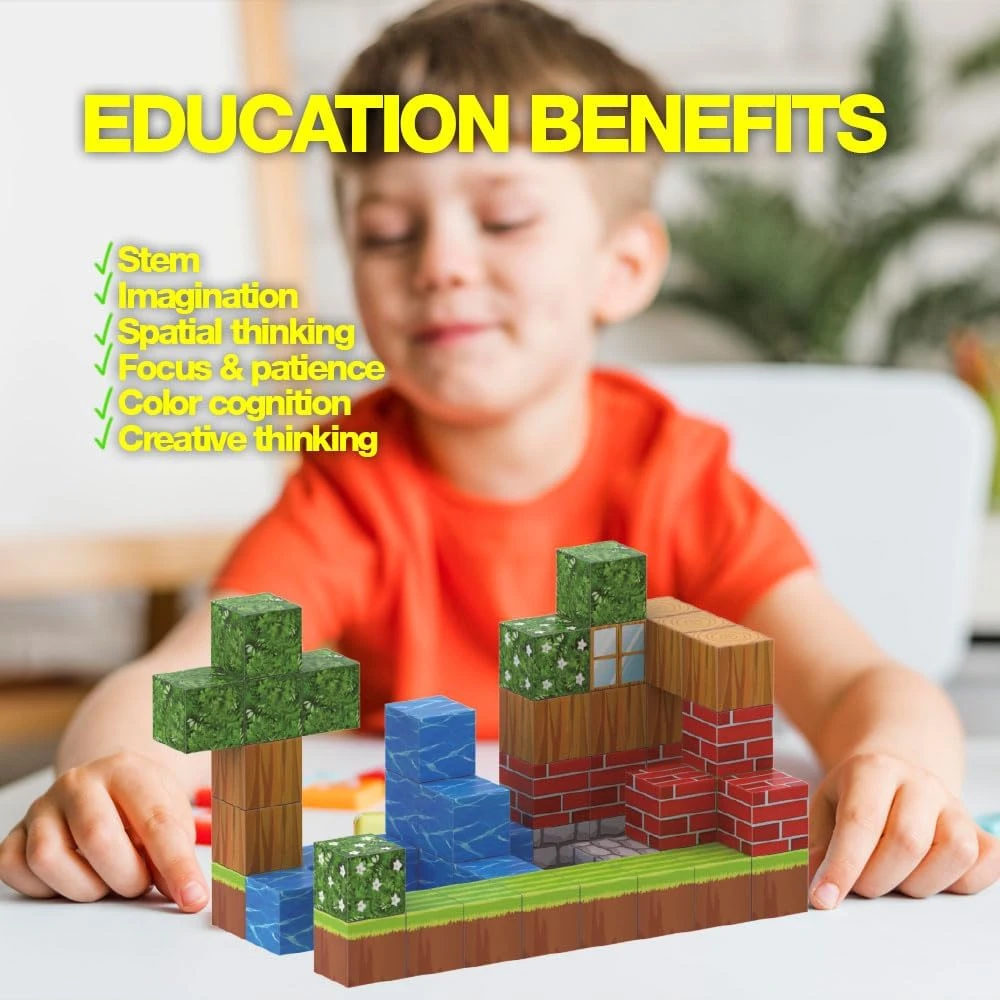 Didi Buildies Magnetic Cubes 128 Pcs Build Vlg House Theme