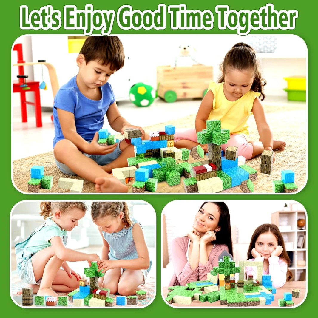 Didi Buildies Magnetic Cubes 128 Pcs Build Vlg House Theme