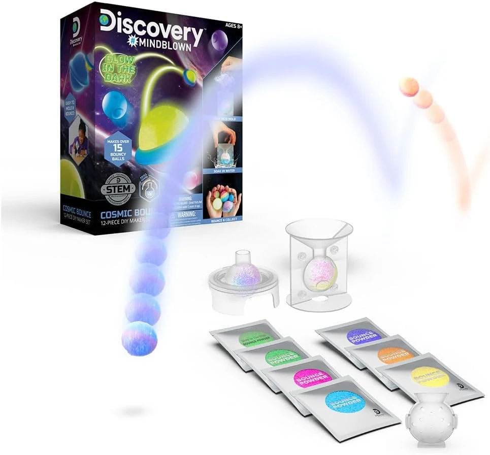 Discovery Toy Diy Cosmic Bounce Glow In The Dark 12 Pc Set