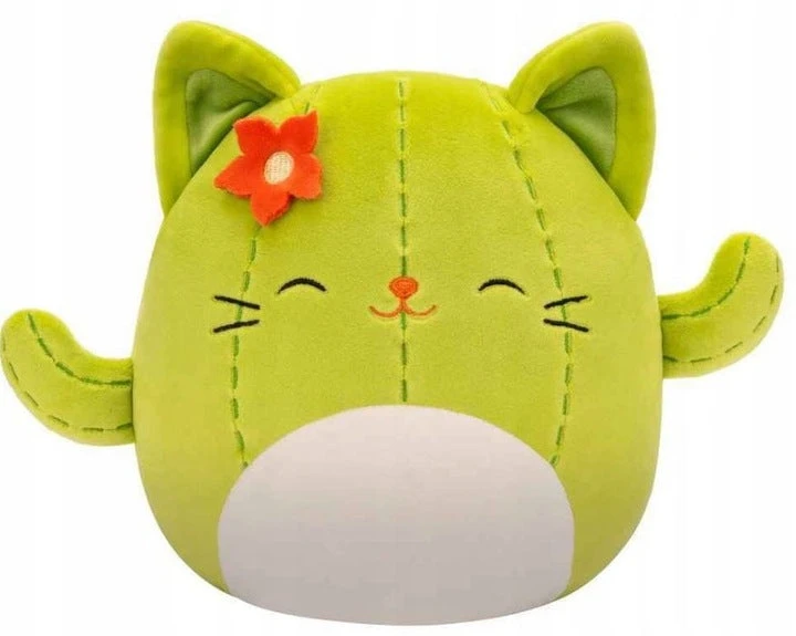 Sqk Little Plush 7.5 Tbd Green Cactus Cat W Closed Eyes