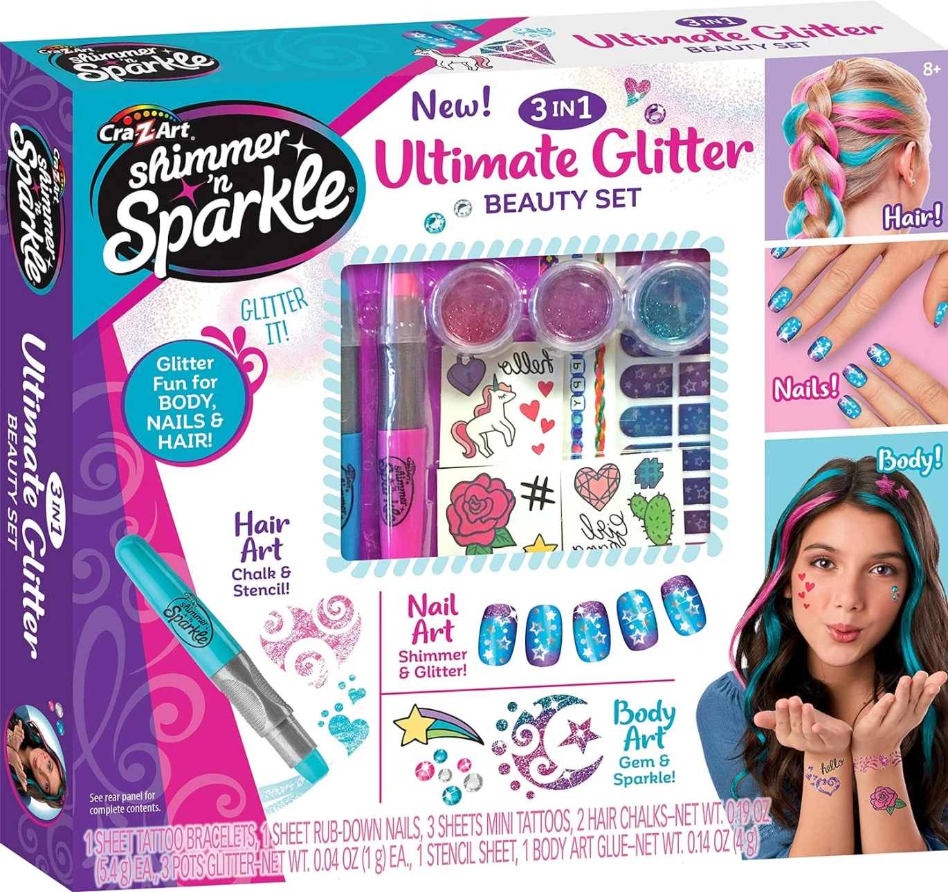 Shimmer N Sparkle 3 In1 Ultimate Glitter Beauty Set